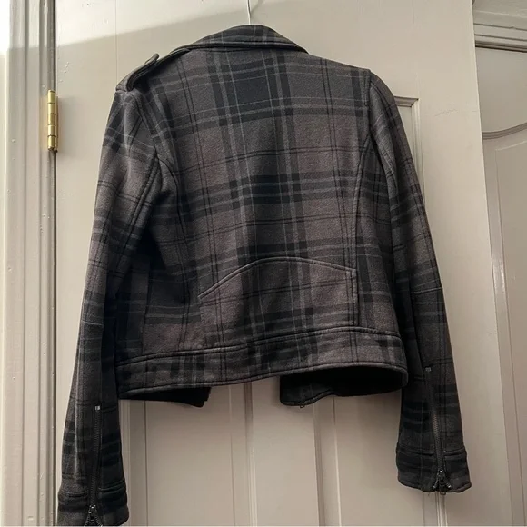 American Eagle Outfitters Grey Plaid Moto Style Zip up Jacket Small - Picture 8 of 10